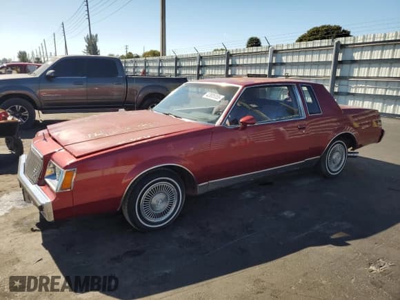 ✅ 1983 Buick Regal Limited • VIN: 1G4AM47A1DH963801 • Lot: 42805055. Listed on Copart with 163,296 mi. Free auction sales archive from the USA and detailed vehicle history report at DreamBid. Image 1.