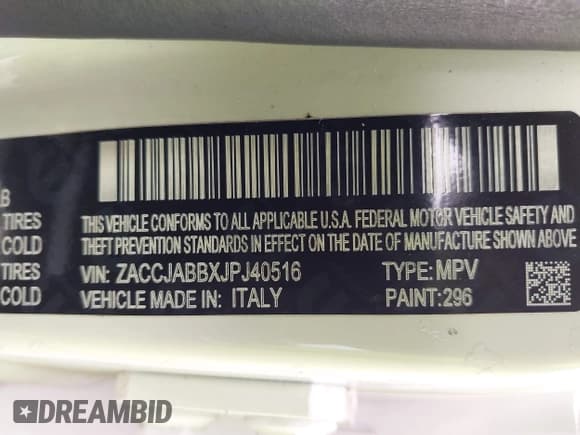 ✅ 2018 Jeep Renegade Altitude • VIN: ZACCJABBXJPJ40516 • Лот: 42591193. Опубликован ранее на IAAI с пробегом 114 880 миль. Бесплатный доступ к архиву аукционных продаж из США и подробный отчёт об истории автомобиля на DreamBid. Изображение 9.