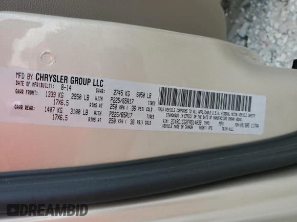 ✅ 2015 Chrysler Town & Country Touring L • VIN: 2C4RC1CG2FR514038 • Lot: 83994295. Wystawiony na Copart z przebiegiem Nie podano. Bezpłatny archiwum sprzedaży aukcyjnych z USA i szczegółowy raport historii pojazdu na DreamBid. Zdjęcie 13.