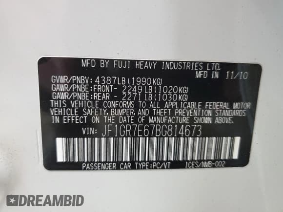 ✅ 2011 Subaru WRX WRX Limited • VIN: JF1GR7E67BG814673 • Lot: 80310295. Listed on Copart with 144,080 mi. Free auction sales archive from the USA and detailed vehicle history report at DreamBid. Image 12.