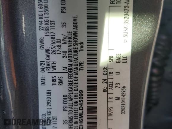 ✅ 2021 Ford Ranger XL • VIN: 1FTER4EH6MLD45099 • Лот: 87473155. Опубликован ранее на Copart с пробегом 34 201 миль. Бесплатный доступ к архиву аукционных продаж из США и подробный отчёт об истории автомобиля на DreamBid. Изображение 12.