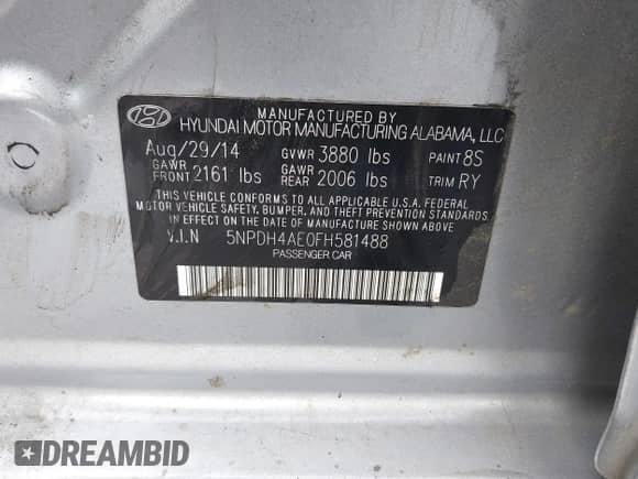 2015 Hyundai Elantra Limited z VIN 5NPDH4AE0FH581488, wystawiony jako IAAI lot #43313369 z przebiegiem 134 768 mil mil oraz . Historia ofert i sprzedaży dostępna na DreamBid. Obrazek 9.