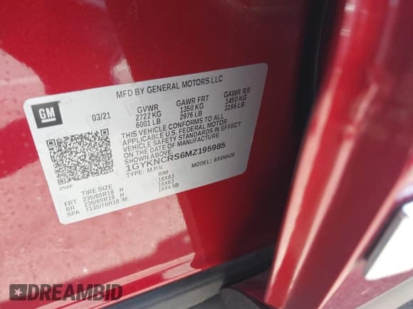 ✅ 2021 Cadillac XT5 FWD Premium Luxury • VIN: 1GYKNCRS6MZ195985 • Lot: 41553938. Listed on IAAI with 8,083 mi. Free auction sales archive from the USA and detailed vehicle history report at DreamBid. Image 9.