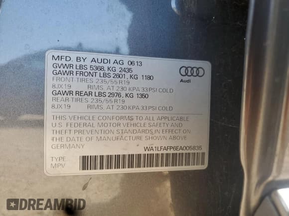 ✅ 2014 Audi Q5 Premium Plus • VIN: WA1LFAFP6EA005835 • Лот: 86470235. Опубликован ранее на Copart с пробегом 134 847 миль. Бесплатный доступ к архиву аукционных продаж из США и подробный отчёт об истории автомобиля на DreamBid. Изображение 12.