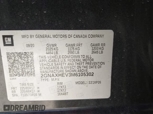 ✅ 2021 Chevrolet Equinox LS • VIN: 2GNAXHEV3M6105302 • Lot: 43431864. Wystawiony na IAAI z przebiegiem 127 426 mil. Bezpłatny archiwum sprzedaży aukcyjnych z USA i szczegółowy raport historii pojazdu na DreamBid. Zdjęcie 9.