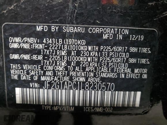 ✅ 2020 Subaru Crosstrek Premium • VIN: JF2GTAPC1L8230570 • Lot: 87196965. Listed on Copart with Not provided. Free auction sales archive from the USA and detailed vehicle history report at DreamBid. Image 13.