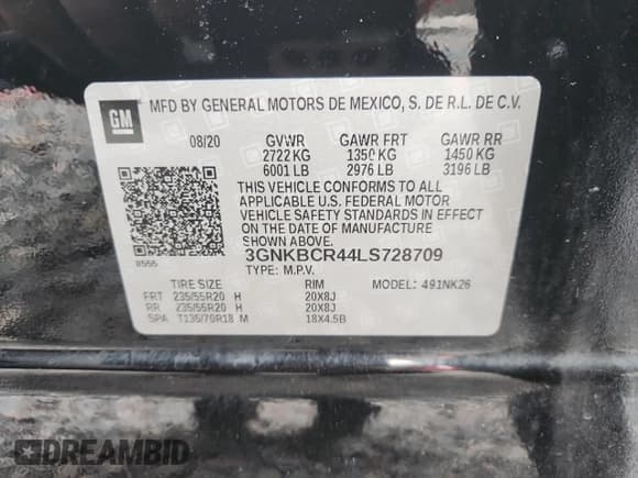 ✅ 2020 Chevrolet Blazer LT • VIN: 3GNKBCR44LS728709 • Lot: 81272615. Listed on Copart with 108,098 mi. Free auction sales archive from the USA and detailed vehicle history report at DreamBid. Image 13.