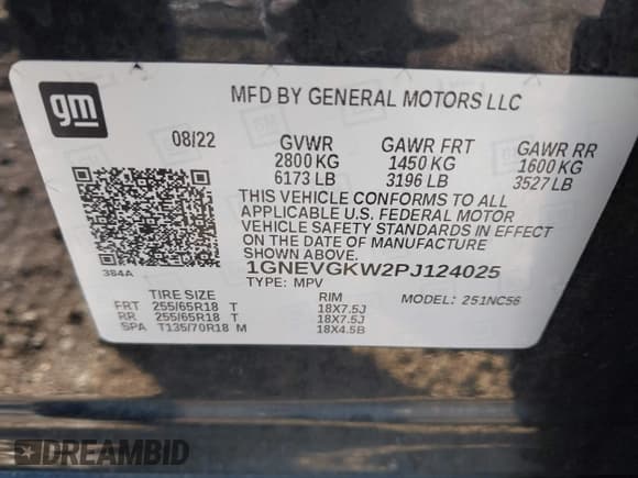 ✅ 2023 Chevrolet Traverse LT Cloth • VIN: 1GNEVGKW2PJ124025 • Lot: 43327558. Wystawiony na IAAI z przebiegiem 37 031 mil. Bezpłatny archiwum sprzedaży aukcyjnych z USA i szczegółowy raport historii pojazdu na DreamBid. Zdjęcie 9.