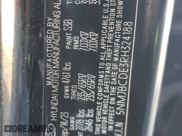 ✅ 2024 Hyundai Tucson SEL • VIN: 5NMJBCDE3RH324188 • Lot: 88764405. Wystawiony na Copart z przebiegiem 30 824 mil. Bezpłatny archiwum sprzedaży aukcyjnych z USA i szczegółowy raport historii pojazdu na DreamBid. Zdjęcie 14.