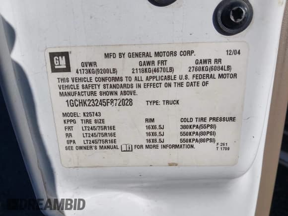 ✅ 2005 Chevrolet Silverado 2500HD LS • VIN: 1GCHK23245F872028 • Lot: 43368972. Listed on IAAI with 234,712 mi. Free auction sales archive from the USA and detailed vehicle history report at DreamBid. Image 9.