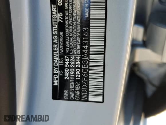 ✅ 2018 Mercedes-Benz E 400 • VIN: WDDZF6GB3JA443163 • Lot: 87674905. Listed on Copart with 31,667 mi. Free auction sales archive from the USA and detailed vehicle history report at DreamBid. Image 12.