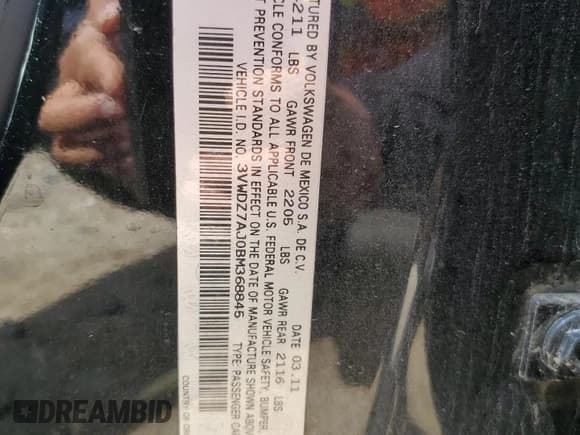 ✅ 2011 Volkswagen Jetta SE • VIN: 3VWDZ7AJ0BM368845 • Lot: 57645645. Listed on Copart with 175,585 mi. Free auction sales archive from the USA and detailed vehicle history report at DreamBid. Image 13.