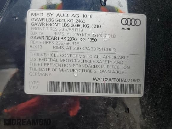 ✅ 2017 Audi Q5 Premium • VIN: WA1C2AFP8HA071903 • Lot: 85409575. Wystawiony na Copart z przebiegiem 107 599 mil. Bezpłatny archiwum sprzedaży aukcyjnych z USA i szczegółowy raport historii pojazdu na DreamBid. Zdjęcie 14.