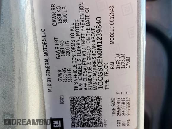 ✅ 2021 Chevrolet Colorado 2WD LT • VIN: 1GCGSCEN0M1239840 • Lot: 84926885. Listed on Copart with 111,553 mi. Free auction sales archive from the USA and detailed vehicle history report at DreamBid. Image 12.