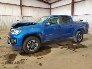 2021 Chevrolet Colorado 4WD Z71 z VIN 1GCGTDEN4M1123091, wystawiony jako Copart lot #80801305 z przebiegiem Nie podano mil oraz Szkoda całkowita • Salvage title. Historia ofert i sprzedaży dostępna na DreamBid. Obrazek 1.