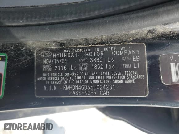 ✅ 2005 Hyundai Elantra GLS • VIN: KMHDN46D55U024231 • Lot: 45325405. Wystawiony na Copart z przebiegiem 229 356 mil. Bezpłatny archiwum sprzedaży aukcyjnych z USA i szczegółowy raport historii pojazdu na DreamBid. Zdjęcie 12.