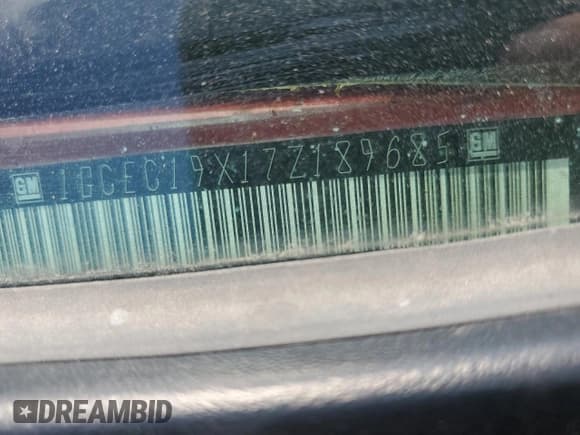 ✅ 2007 Chevrolet Silverado 1500 Work Truck • VIN: 1GCEC19X17Z189685 • Lot: 62158505. Listed on Copart with 177,760 mi. Free auction sales archive from the USA and detailed vehicle history report at DreamBid. Image 12.