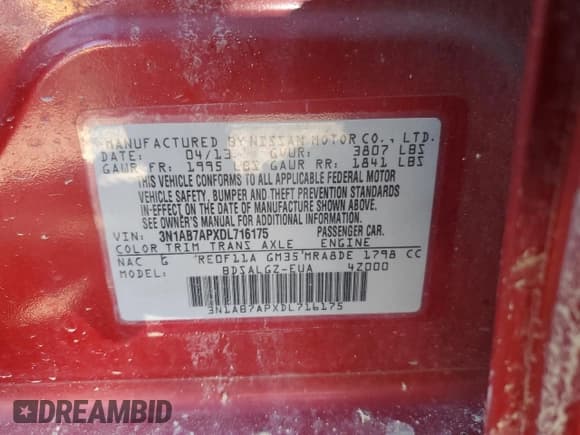 ✅ 2013 Nissan Sentra SL • VIN: 3N1AB7APXDL716175 • Lot: 87066215. Wystawiony na Copart z przebiegiem 131 622 mil. Bezpłatny archiwum sprzedaży aukcyjnych z USA i szczegółowy raport historii pojazdu na DreamBid. Zdjęcie 12.