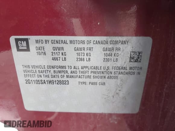 ✅ 2017 Chevrolet Impala LT • VIN: 2G1105SA1H9128023 • Lot: 43524644. Wystawiony na IAAI z przebiegiem 91 973 mil. Bezpłatny archiwum sprzedaży aukcyjnych z USA i szczegółowy raport historii pojazdu na DreamBid. Zdjęcie 9.