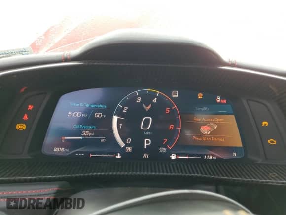 2021 Chevrolet Corvette 2LT z VIN 1G1YB2D41M5116427, wystawiony jako Copart lot #49355255 z przebiegiem 9 316 mil mil oraz Szkoda całkowita • Salvage title. Historia ofert i sprzedaży dostępna na DreamBid. Obrazek 9.