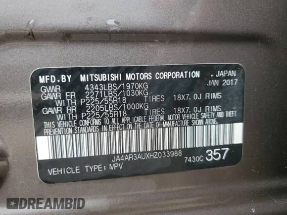 2017 Mitsubishi Outlander ES с VIN JA4AR3AUXHZ033988, выставлен на аукционе Copart как лот 68567485 с пробегом 96 892 миль миль и Списание • Salvage title. История ставок и продаж доступна на DreamBid. Изображение 13.
