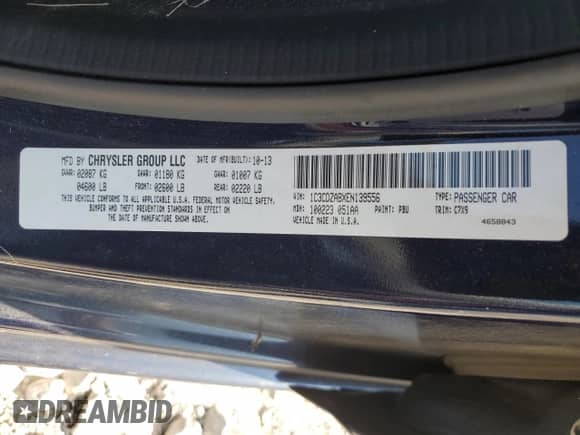 2014 Dodge Avenger SE с VIN 1C3CDZABXEN139556, выставлен на аукционе Copart как лот 62517304 с пробегом 88 334 миль миль и Списание • Salvage title. История ставок и продаж доступна на DreamBid. Изображение 13.