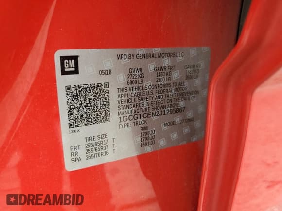 ✅ 2018 Chevrolet Colorado 4WD LT • VIN: 1GCGTCEN2J1295867 • Лот: 62539465. Опубликован ранее на Copart с пробегом 40 819 миль. Бесплатный доступ к архиву аукционных продаж из США и подробный отчёт об истории автомобиля на DreamBid. Изображение 13.