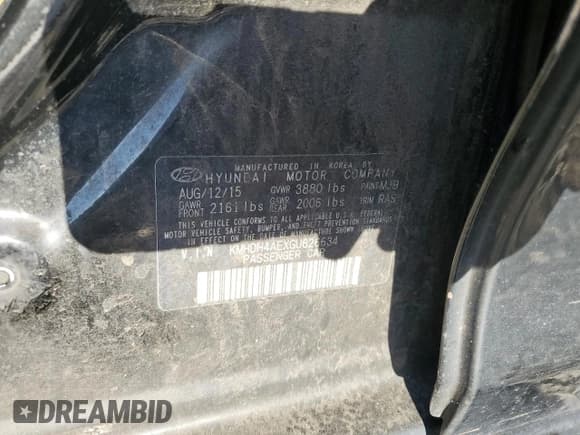 ✅ 2016 Hyundai Elantra SE • VIN: KMHDH4AEXGU626634 • Lot: 89560285. Listed on Copart with 212,887 mi. Free auction sales archive from the USA and detailed vehicle history report at DreamBid. Image 12.