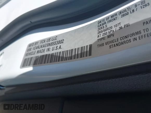 ✅ 2022 Jeep Grand Cherokee Altitude • VIN: 1C4RJKAG9N8553802 • Lot: 43190705. Listed on IAAI with 44,934 mi. Free auction sales archive from the USA and detailed vehicle history report at DreamBid. Image 9.