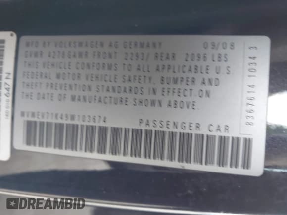 ✅ 2009 Volkswagen Golf GTI • VIN: WVWEV71K49W103674 • Lot: 43906525. Wystawiony na IAAI z przebiegiem 152 311 mil. Bezpłatny archiwum sprzedaży aukcyjnych z USA i szczegółowy raport historii pojazdu na DreamBid. Zdjęcie 9.