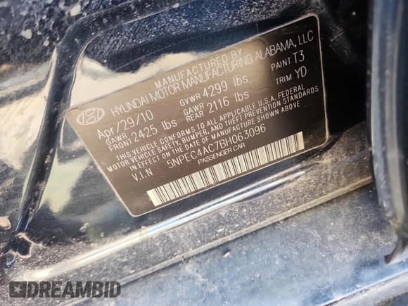 ✅ 2011 Hyundai Sonata Limited • VIN: 5NPEC4AC7BH063096 • Lot: 90730545. Listed on Copart with 33,434 mi. Free auction sales archive from the USA and detailed vehicle history report at DreamBid. Image 12.