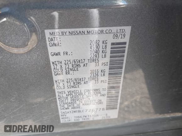 ✅ 2020 Nissan Rogue S • VIN: 5N1AT2MT8LC726778 • Lot: 43255636. Wystawiony na IAAI z przebiegiem 42 395 mil. Bezpłatny archiwum sprzedaży aukcyjnych z USA i szczegółowy raport historii pojazdu na DreamBid. Zdjęcie 9.