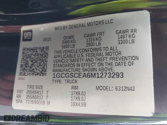 ✅ 2021 Chevrolet Colorado 2WD LT • VIN: 1GCGSCEA6M1273293 • Lot: 42785391. Listed on IAAI with 54,887 mi. Free auction sales archive from the USA and detailed vehicle history report at DreamBid. Image 9.