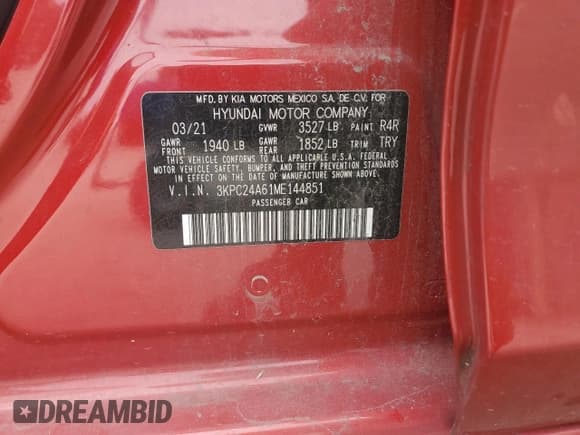 ✅ 2021 Hyundai Accent SE • VIN: 3KPC24A61ME144851 • Лот: 43580515. Опубликован ранее на Copart с пробегом 60 694 миль. Бесплатный доступ к архиву аукционных продаж из США и подробный отчёт об истории автомобиля на DreamBid. Изображение 12.