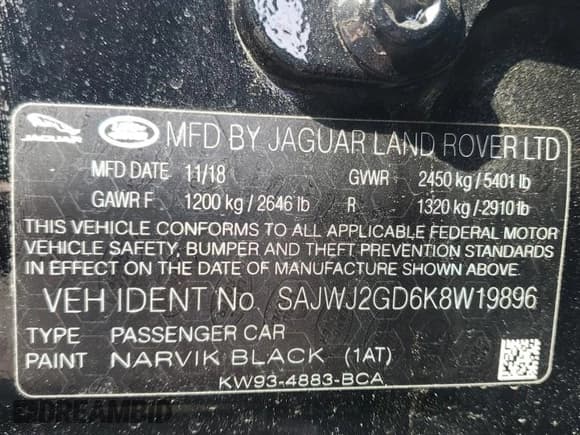 ✅ 2019 Jaguar XJ Portfolio • VIN: SAJWJ2GD6K8W19896 • Lot: 48853475. Listed on Copart with 28,398 mi. Free auction sales archive from the USA and detailed vehicle history report at DreamBid. Image 12.