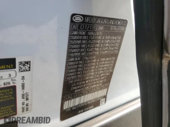 ✅ 2018 Land Rover Range Rover HSE • VIN: SALGS2SV1JA387577 • Lot: 68626375. Listed on Copart with 76,213 mi. Free auction sales archive from the USA and detailed vehicle history report at DreamBid. Image 14.