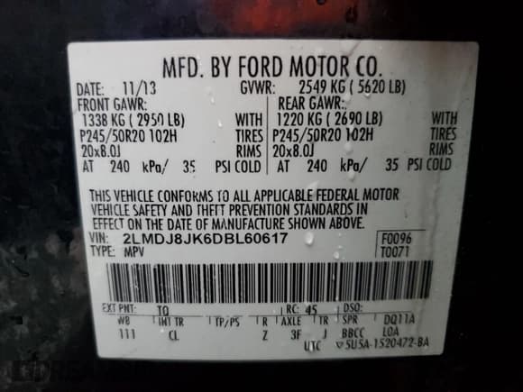 ✅ 2013 Lincoln MKX • VIN: 2LMDJ8JK6DBL60617 • Lot: 90395455. Wystawiony na Copart z przebiegiem 109 969 mil. Bezpłatny archiwum sprzedaży aukcyjnych z USA i szczegółowy raport historii pojazdu na DreamBid. Zdjęcie 14.