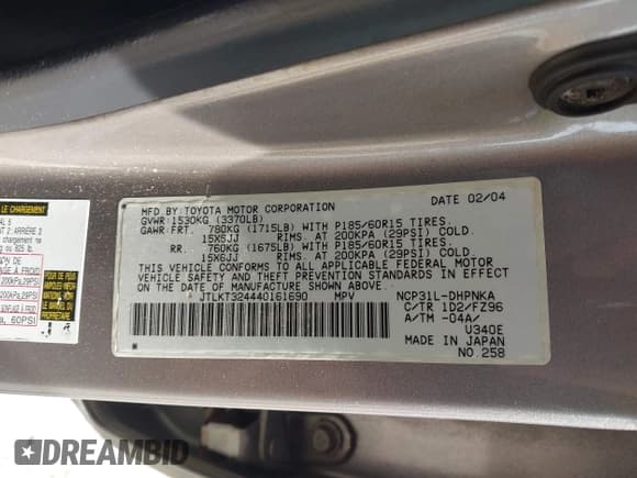 ✅ 2004 Scion xB • VIN: JTLKT324440161690 • Lot: 42835793. Wystawiony na IAAI z przebiegiem 210 308 mil. Bezpłatny archiwum sprzedaży aukcyjnych z USA i szczegółowy raport historii pojazdu na DreamBid. Zdjęcie 9.