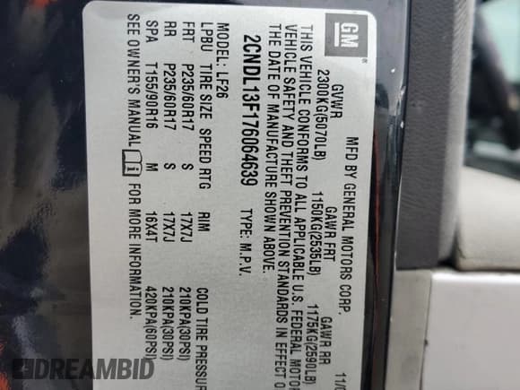 ✅ 2007 Chevrolet Equinox LS • VIN: 2CNDL13F176064639 • Лот: 88142805. Опубликован ранее на Copart с пробегом 137 132 миль. Бесплатный доступ к архиву аукционных продаж из США и подробный отчёт об истории автомобиля на DreamBid. Изображение 13.