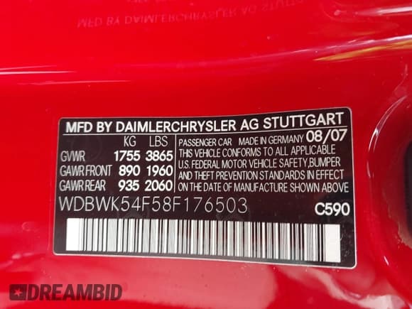 ✅ 2008 Mercedes-Benz SLK 280 • VIN: WDBWK54F58F176503 • Лот: 42215431. Опубликован ранее на IAAI с пробегом 78 342 миль. Бесплатный доступ к архиву аукционных продаж из США и подробный отчёт об истории автомобиля на DreamBid. Изображение 9.