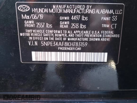 ✅ 2019 Hyundai Sonata SEL • VIN: 5NPE34AF8KH783159 • Lot: 46869643. Listed on Copart with 24,440 mi. Free auction sales archive from the USA and detailed vehicle history report at DreamBid. Image 14.