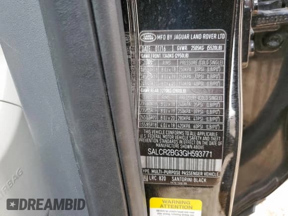 ✅ 2016 Land Rover Discovery Sport HSE • VIN: SALCR2BG3GH593771 • Lot: 81958115. Listed on Copart with 94,112 mi. Free auction sales archive from the USA and detailed vehicle history report at DreamBid. Image 13.