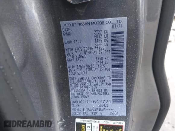 ✅ 2024 Nissan Frontier SV • VIN: 1N6ED1CL7RN642721 • Lot: 43689601. Wystawiony na IAAI z przebiegiem 9 839 mil. Bezpłatny archiwum sprzedaży aukcyjnych z USA i szczegółowy raport historii pojazdu na DreamBid. Zdjęcie 9.
