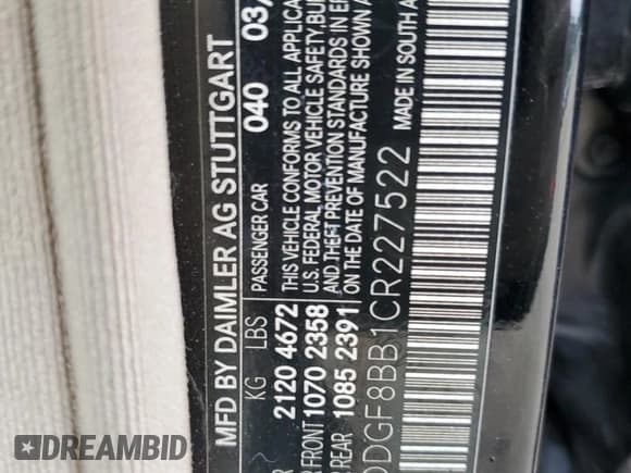 ✅ 2012 Mercedes-Benz C 300 Sport • VIN: WDDGF8BB1CR227522 • Лот: 60677295. Опубликован ранее на Copart с пробегом 107 619 миль. Бесплатный доступ к архиву аукционных продаж из США и подробный отчёт об истории автомобиля на DreamBid. Изображение 12.