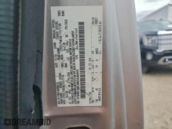 ✅ 2011 Ford Econoline Passenger XLT • VIN: 1FBNE3BL6BDA46805 • Lot: 95964865. Listed on Copart with 152,427 mi. Free auction sales archive from the USA and detailed vehicle history report at DreamBid. Image 13.