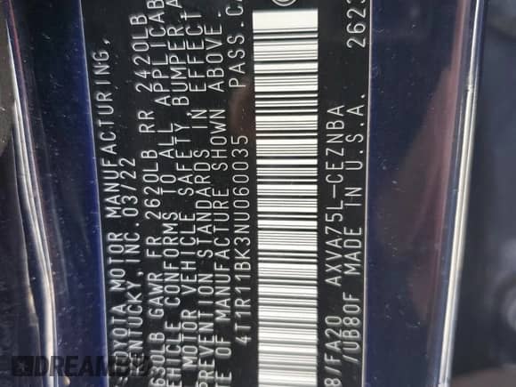 2022 Toyota Camry LE с VIN 4T1R11BK3NU060035, выставлен на аукционе Copart как лот 89728225 с пробегом 25 477 миль миль и Списание • Salvage title. История ставок и продаж доступна на DreamBid. Изображение 12.