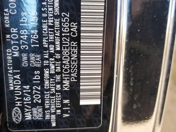 2014 Hyundai Veloster with VIN KMHTC6AD8EU216652, listed as a Copart auction lot 85128925 with Not provided miles and Salvage title. Bid and sale history available at DreamBid. Image 12.