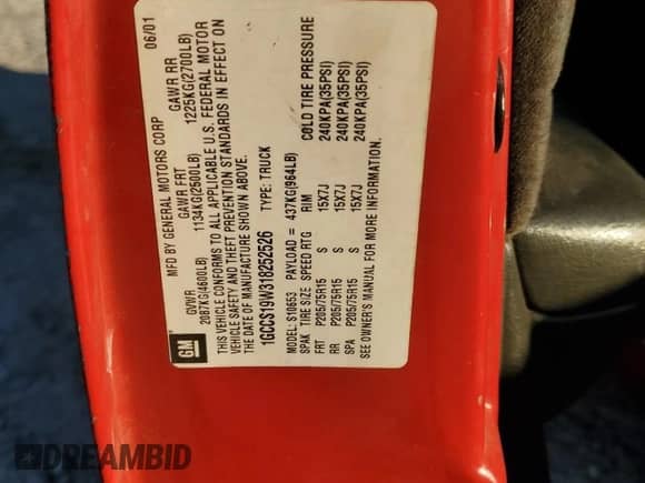 2001 Chevrolet S-10 LS с VIN 1GCCS19W318252526, выставлен на аукционе Copart как лот 75535554 с пробегом 185 969 миль миль и Списание • Salvage title. История ставок и продаж доступна на DreamBid. Изображение 13.