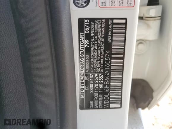 ✅ 2016 Mercedes-Benz CLS 400 • VIN: WDDLJ6HB6GA160574 • Lot: 59804395. Listed on Copart with 54,356 mi. Free auction sales archive from the USA and detailed vehicle history report at DreamBid. Image 12.