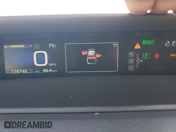 ✅ 2017 Toyota Prius Two • VIN: JTDKBRFU0H3569572 • Lot: 92216875. Listed on Copart with 228,748 mi. Free auction sales archive from the USA and detailed vehicle history report at DreamBid. Image 9.